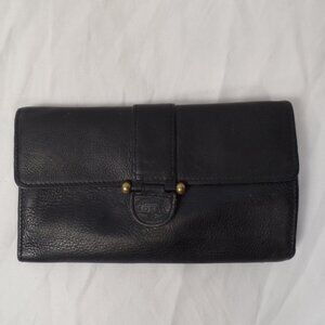 Vintage Fossil Black Pebbled Leather Wallet Card Holder